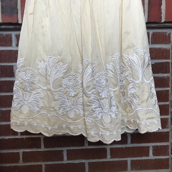 Minuet Yellow Floral Embroidered Strapless Dress M - Picture 5 of 7